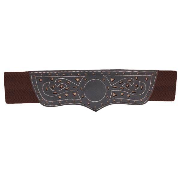 Brown Stretchable Openwork Leather with Backstitches Campero Belt for Women. Ref. 7001/80
